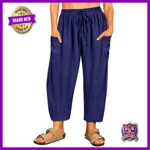 Plus Size Palazzo Harem Pants with Drawstring Waist & Pockets XL-5XL